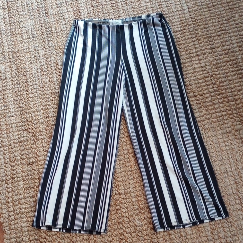 The Native One Black and White Striped Capri Pants